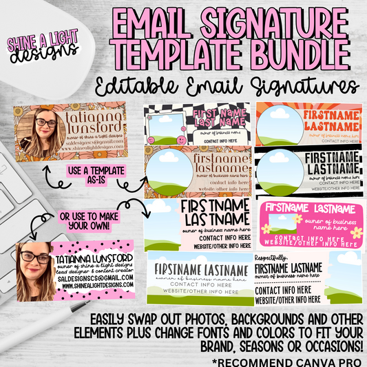DIY Email Signature Templates (Bundle of 8 Editable Templates!) *Recommend Canva Pro