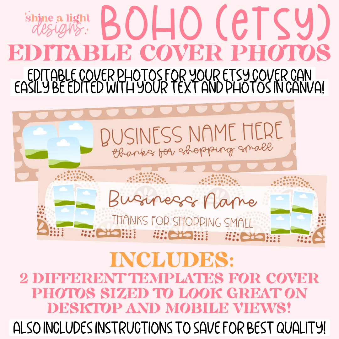 Boho Editable Cover Photos (FOR ETSY)