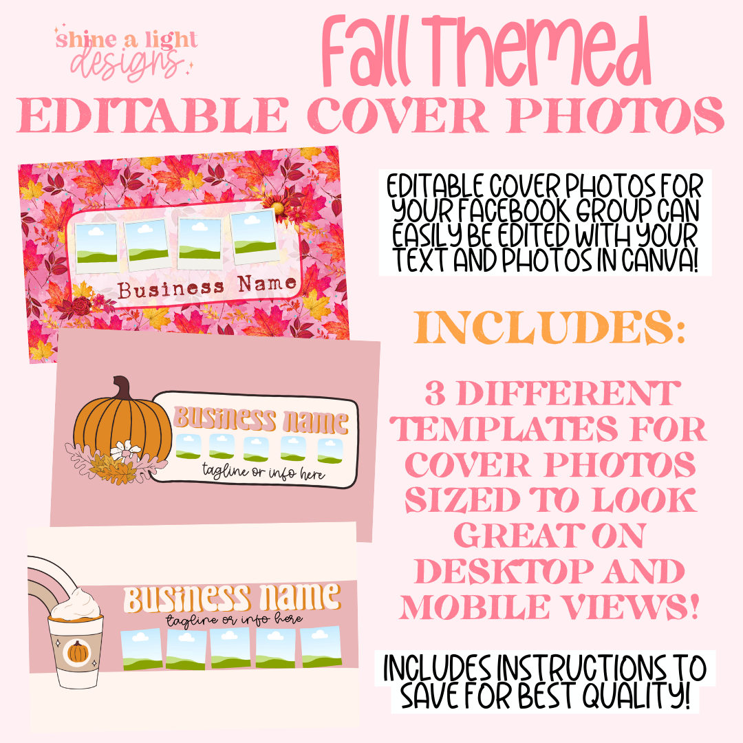 Fall Program Cover 3 in 1 Fall Themed Editable Cover Photos – Shine A Light Graphic Design