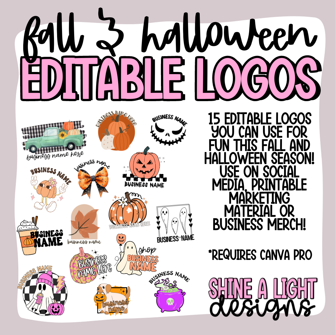 Editable Fall & Halloween Logos *Requires Canva Pro