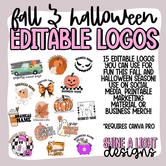 Editable Fall & Halloween Logos *Requires Canva Pro