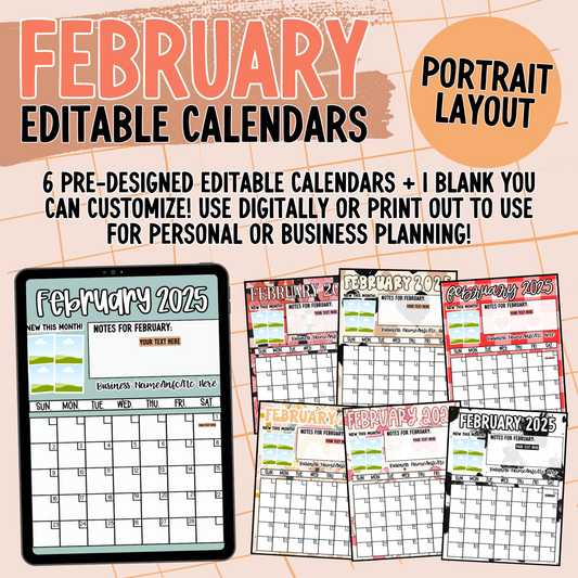 February 2025 Portrait Calendar Templates