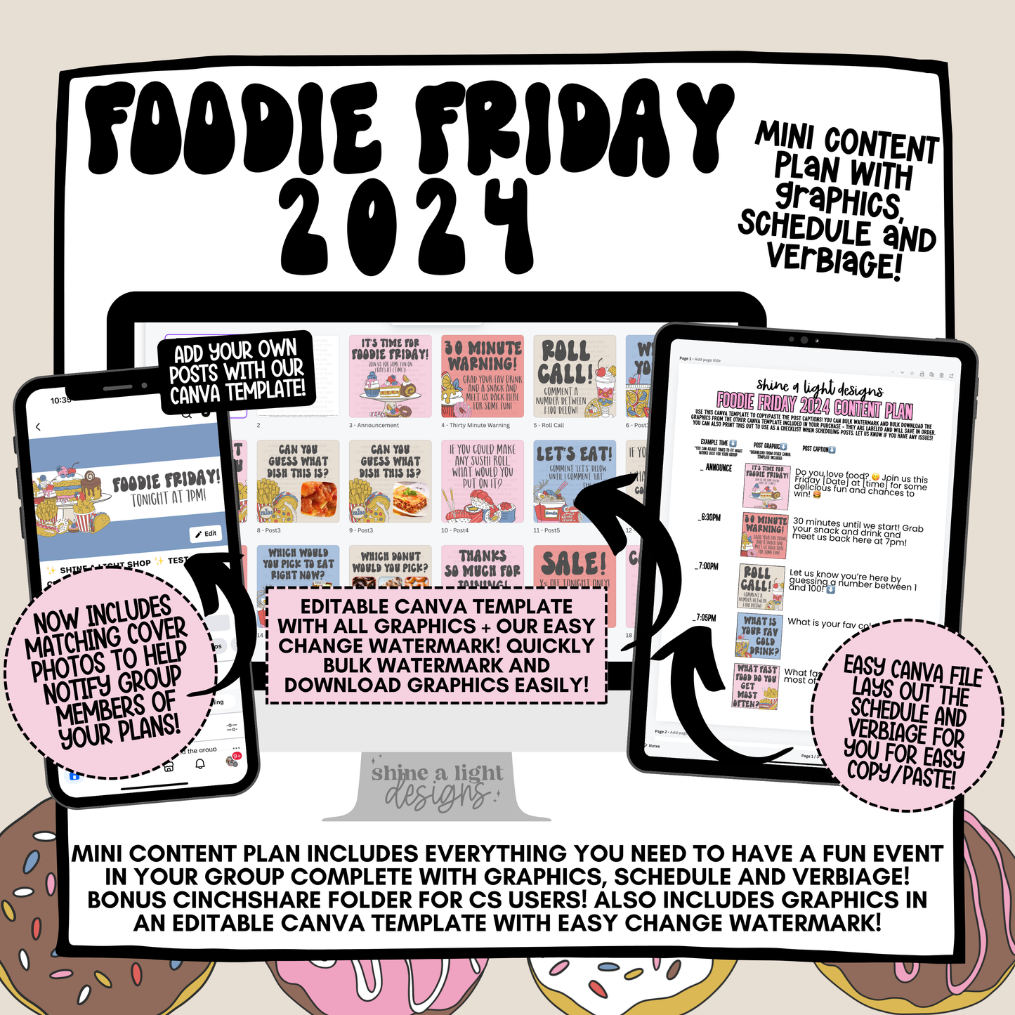 Foodie Friday Content Plan - Graphics, Schedule + Verbiage for Any Small Business!