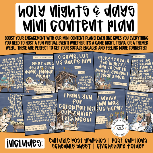2025 Holy Nights & Days - Graphics, Schedule + Verbiage for Any Small Business!