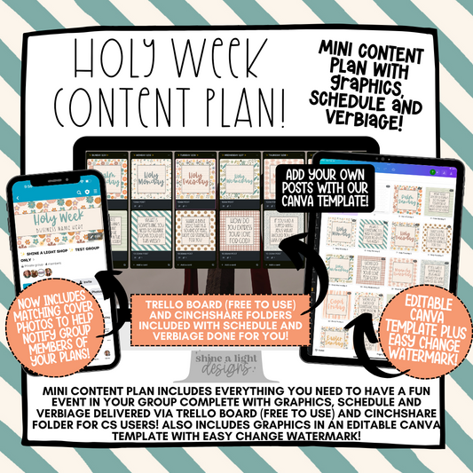 Holy Week Content Plan - Graphics, Schedule + Verbiage for Any Small Business!