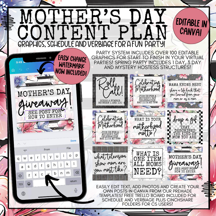 Celebrating Motherhood Mini Content Plan - Graphics, Schedule + Verbiage for Any Small Business!