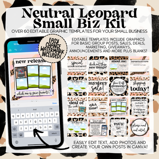 Canva-Editable Neutral Leopard Small Biz Kit