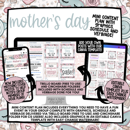 Mother's Day Content Plan - Graphics, Schedule + Verbiage for Any Small Business!