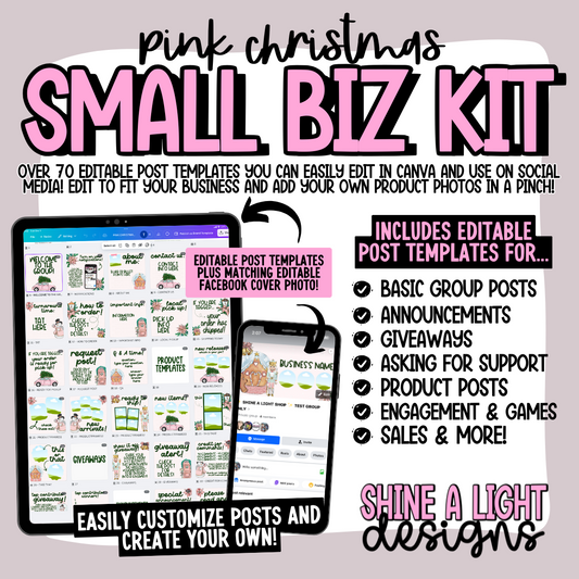 Pink Christmas Small Biz Kit (Includes Editable Cover Photos!)