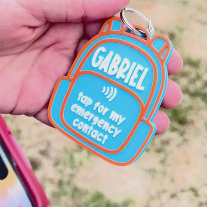 Personalized NFC Emergency Contact Keychain for Kids | Custom Backpack Tag | Smart Safety Keychain | 3D Printed | Wholesale OK