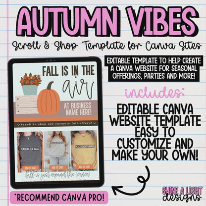 Autumn Vibes Scroll & Shop Canva Site Template