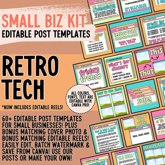 Retro Tech Small Biz Kit (Includes Editable Cover Photos!)