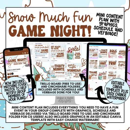 Snow Much Fun Game Night Content Plan - Graphics, Schedule + Verbiage for Any Small Business!