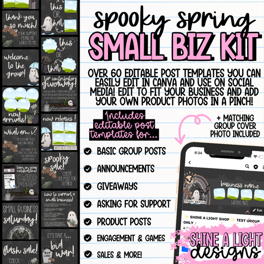 Spooky Spring Small Biz Kit (Includes Editable Cover Photo!)
