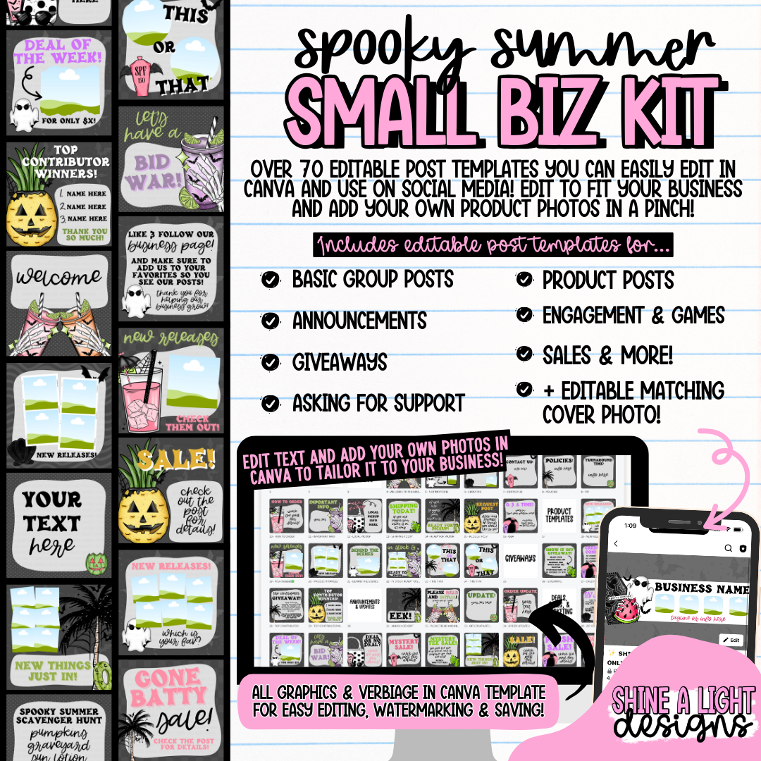 Spooky Summer Small Biz Kit (Includes Editable Cover Photo!)