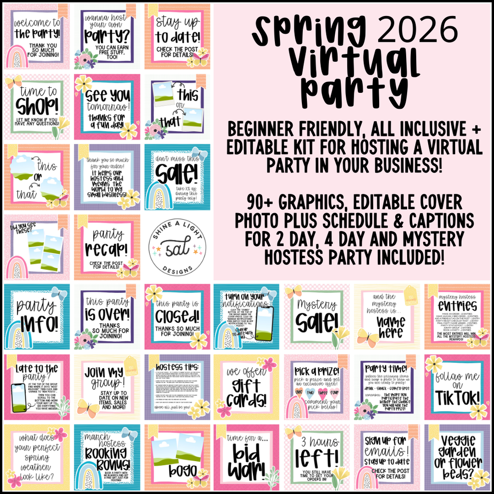 Spring 2026 Virtual Party Kit – Shine A Light Graphic Design