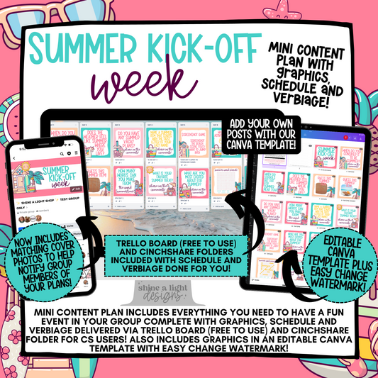 Summer Kick-Off Week Content Plan - Graphics, Schedule + Verbiage for Any Small Business!