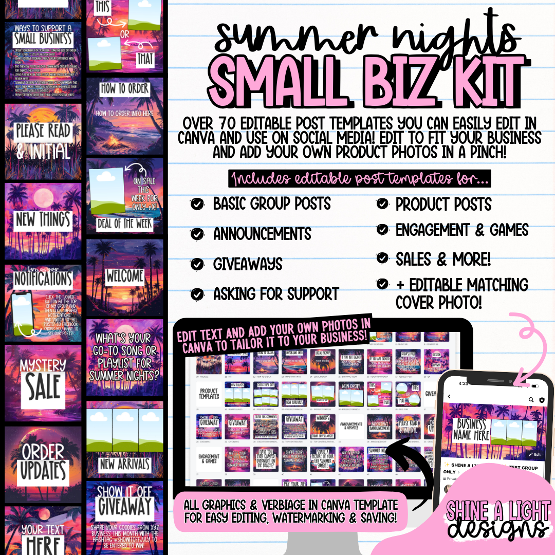 Summer Nights Small Biz Kit (Includes Editable Cover Photo!)