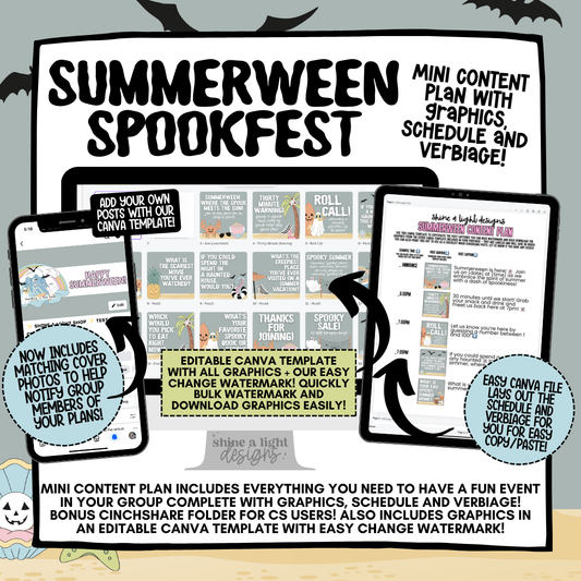 Summerween Spookfest Content Plan - Graphics, Schedule + Verbiage for Any Small Business!