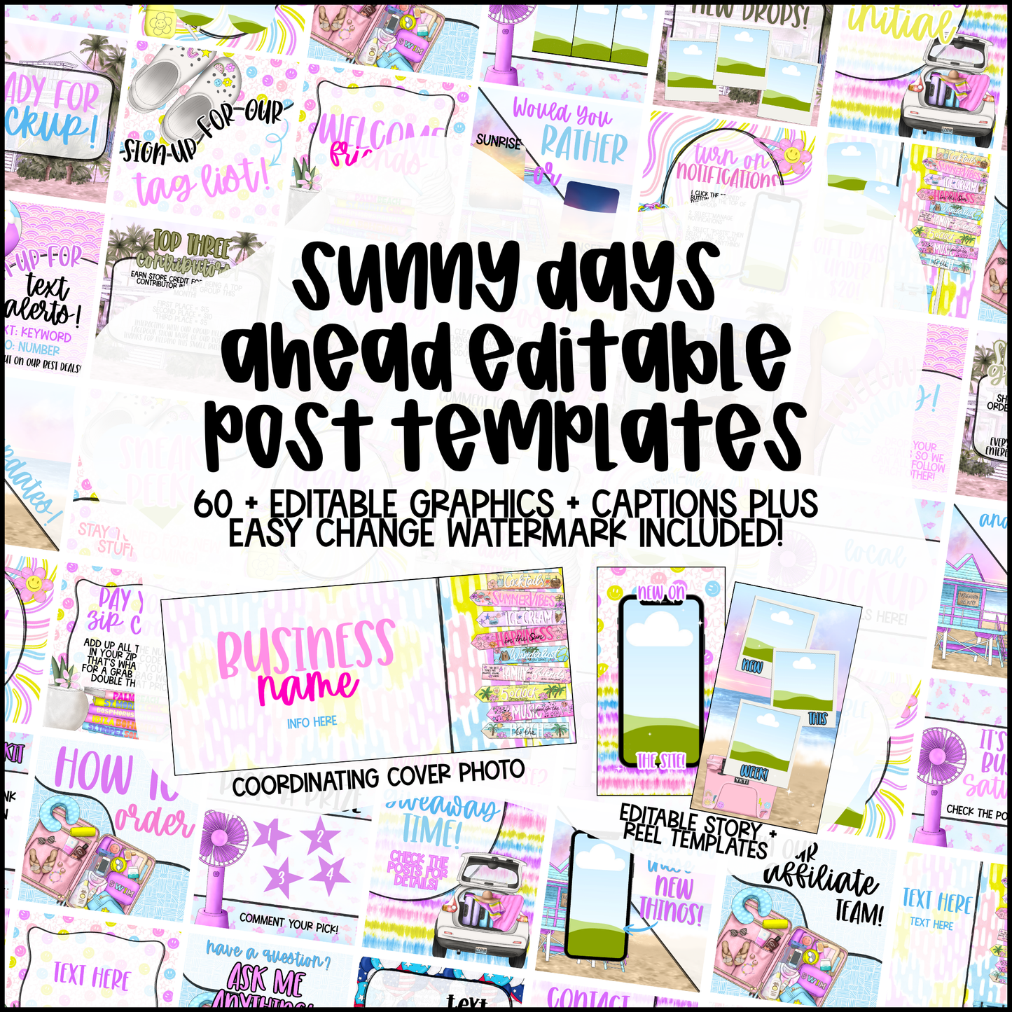 Sunny Days Ahead Small Business Social Media Kit (Editable Canva Templates)