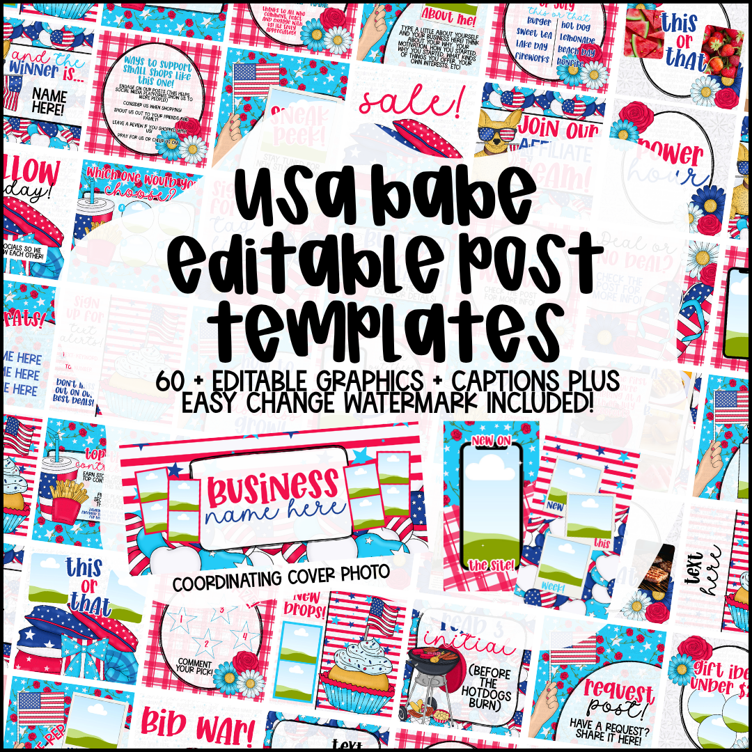 USA Babe Small Business Social Media Kit (Editable Canva Templates)