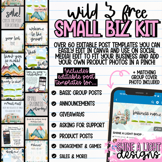 Wild & Free Small Biz Kit (Includes Editable Cover Photo!)