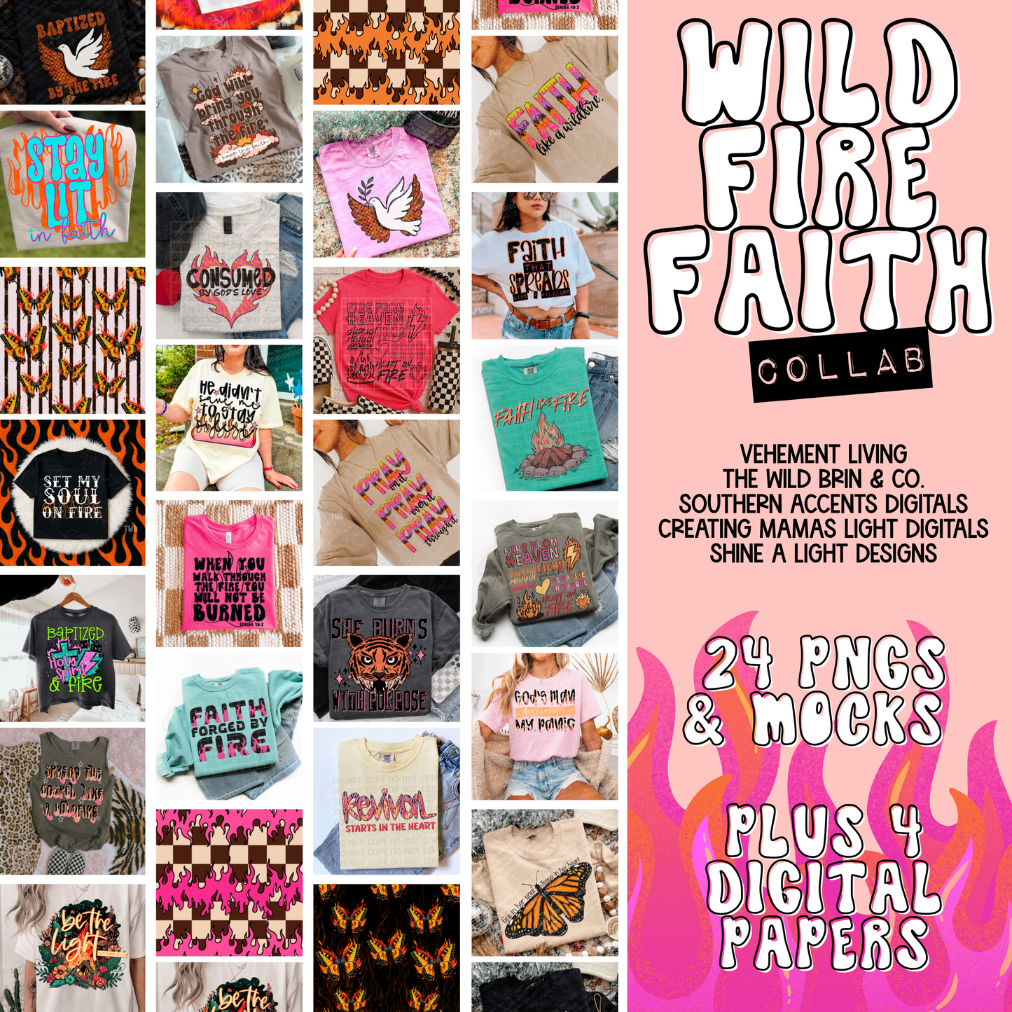 Wildfire Faith Collab | 24 PNGs/Mocks + 4 Digital papers