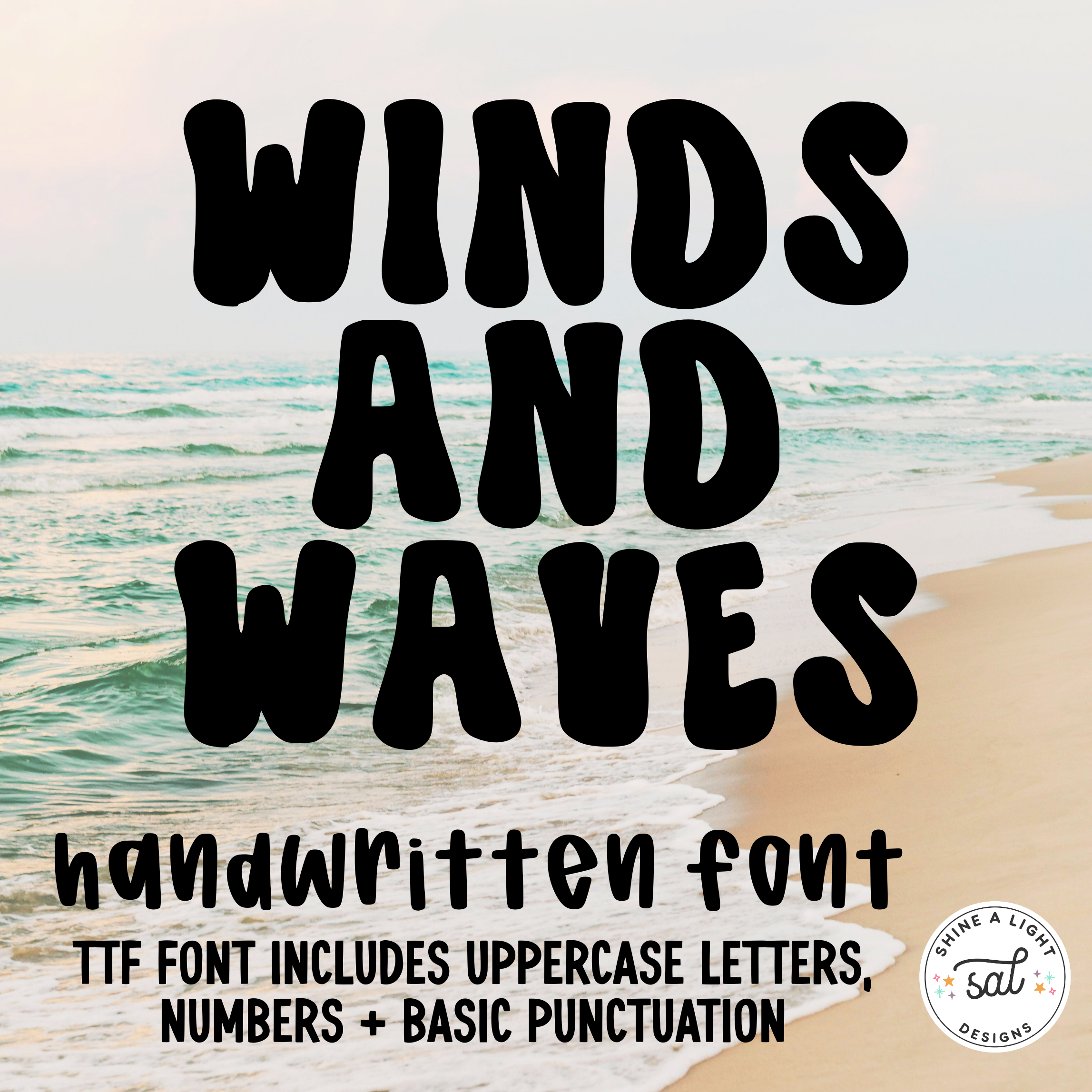 Winds & Waves Handwritten Font | Bold Handwritten TTF Font | Chunky Be ...