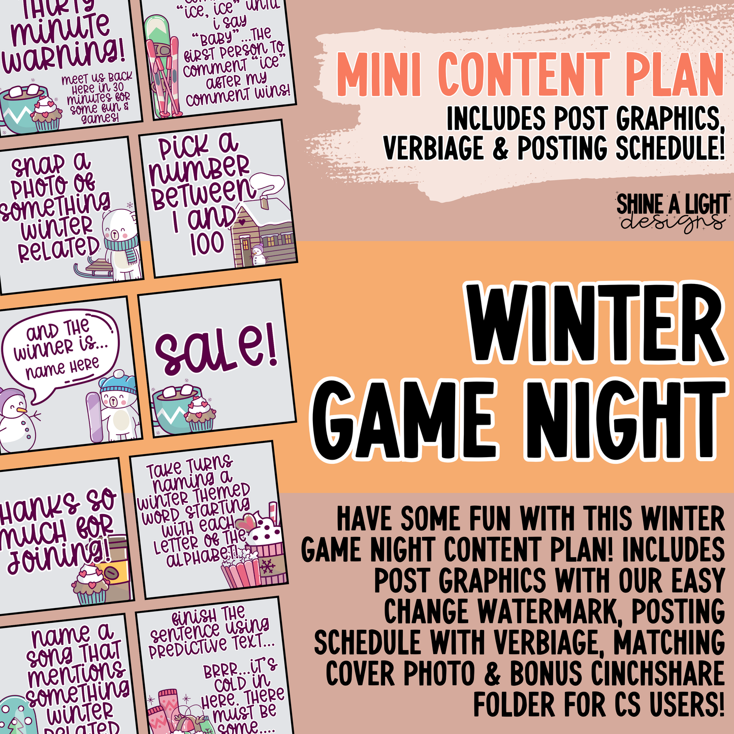 Winter Game Night - Graphics, Schedule + Verbiage for Any Small Business!