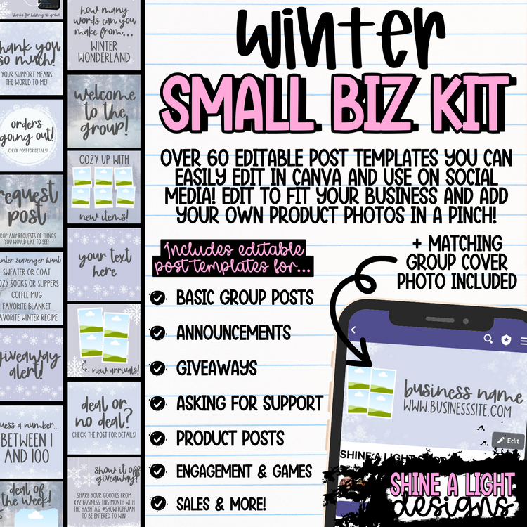 Winter Small Biz Kit (Includes Editable Cover Photo!)
