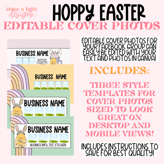 Editable Easter Cover Photos (3 Styles + Faith Based Option)