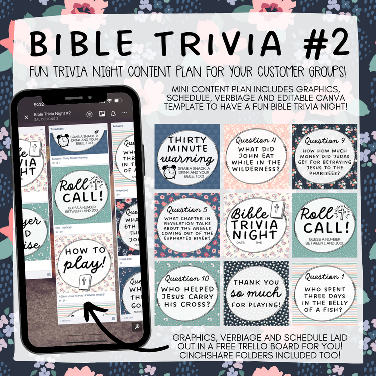 Bible Trivia Night 2 - Graphics, Schedule + Verbiage for Any Small Business!