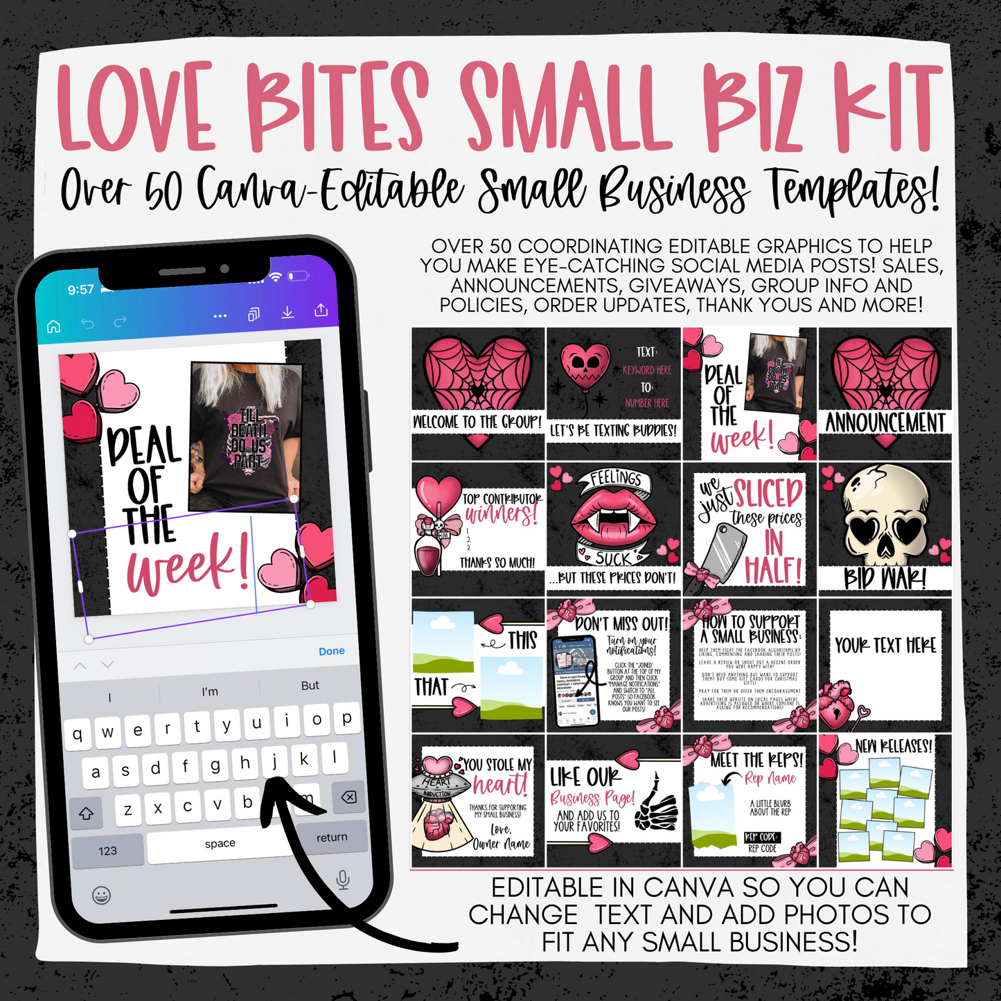 Canva-Editable Love Bites Small Biz Kit