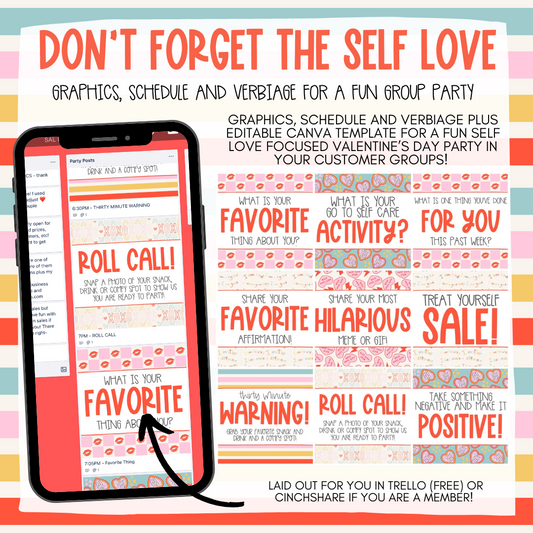 Don't Forget the Self Love Valentine's Day Content Plan - Graphics, Schedule + Verbiage for Any Small Business!