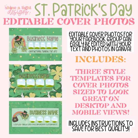 Editable St. Patrick's Day Cover Photos (3 Styles)