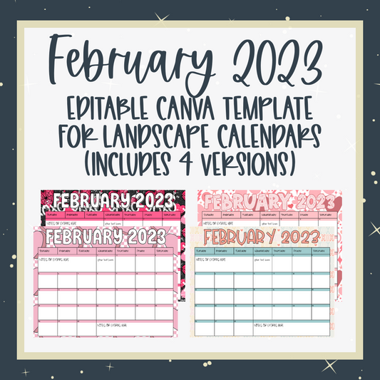 February 2023 Landscape Calendar Templates