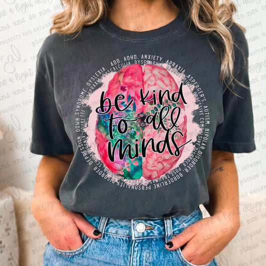 Be Kind To All Minds White Digital Download PNG