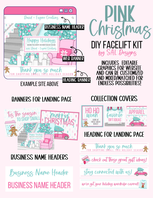 PINK CHRISTMAS DIY WEBSITE FACELIFT KIT (3 DIFFERENT THEMES!) **IN DRIVE**