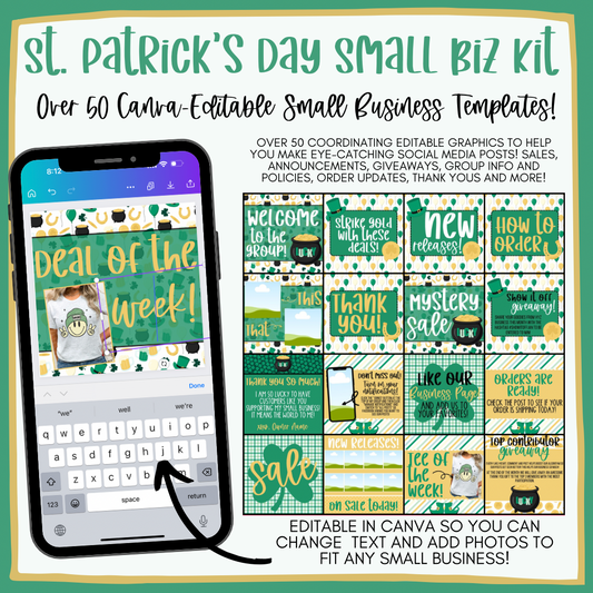 Canva-Editable St. Patrick’s Day Small Biz Kit