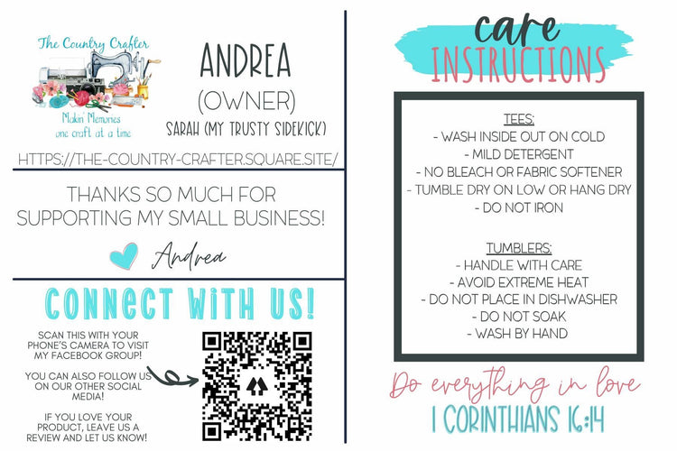 DIY Thank You/Care Info Postcard Canva Template