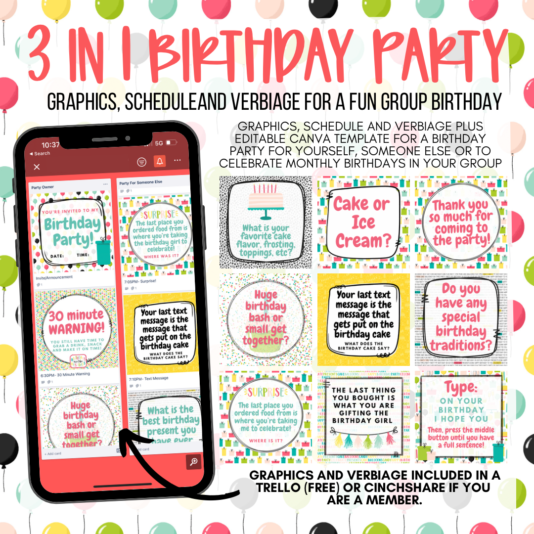 Birthday partyyyy 3 in 1 Birthday Party Content Plan - Graphics, Sched ...