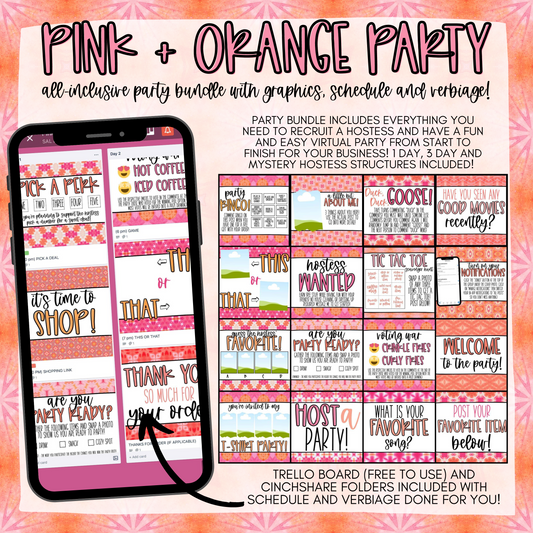 Pink & Orange Easy Peasy All-Inclusive Party System (Includes Mystery Hostess Party!)