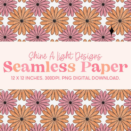 Seamless File Pink Orange Floral Digital