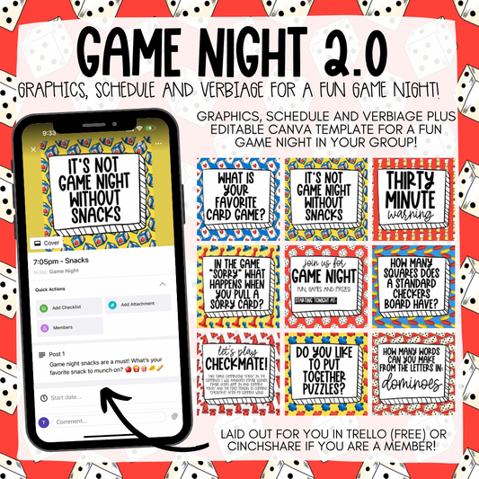 Game Night 2.0 Content Plan - Graphics, Schedule + Verbiage for Any Small Business!