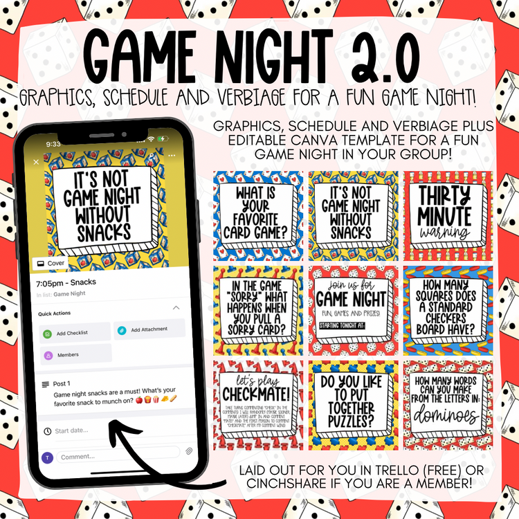 Game Night 2.0 Content Plan - Graphics, Schedule + Verbiage for Any Small Business!