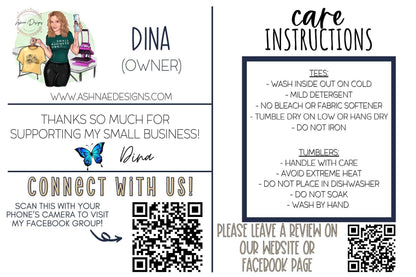 DIY Thank You/Care Info Postcard Canva Template