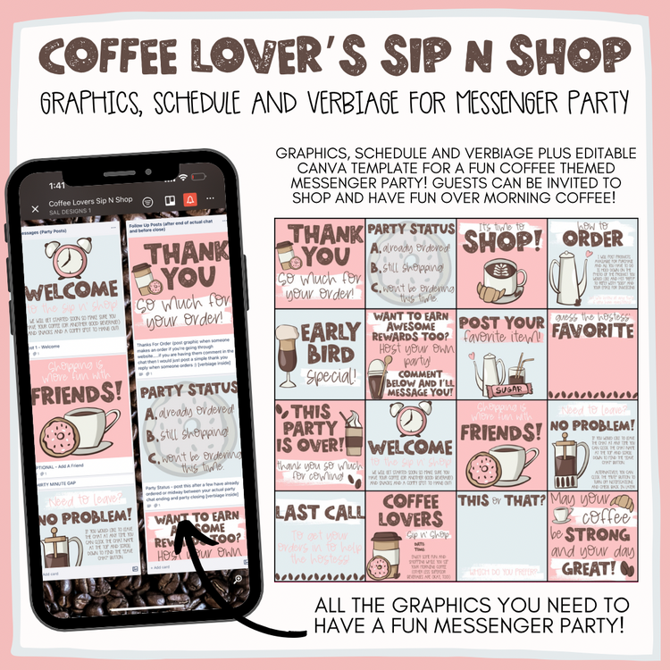Coffee Lovers Sip N Shop Easy Peasy Messenger Party All-Inclusive Bundle