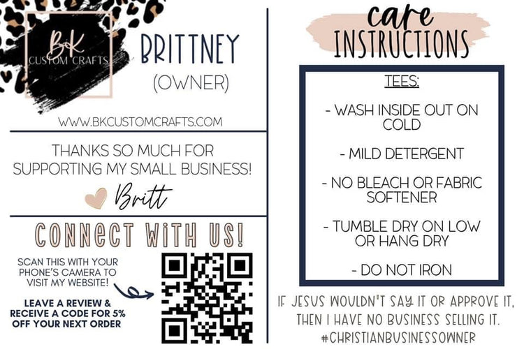 DIY Thank You/Care Info Postcard Canva Template