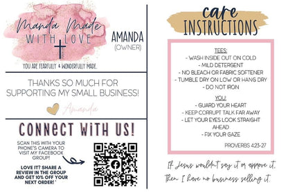 DIY Thank You/Care Info Postcard Canva Template