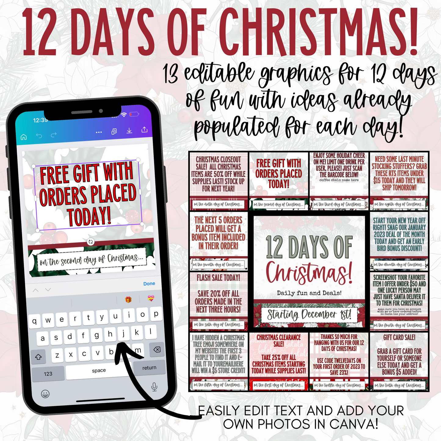 Canva-Editable 12 Days of Christmas Bundle